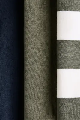Lot de 3 sweats à l'intérieur brossé - Vert kaki/rayé