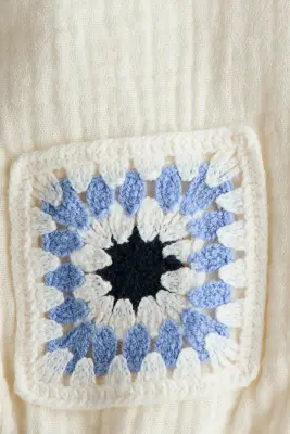 Barboteuse en mousseline de coton - Blanc