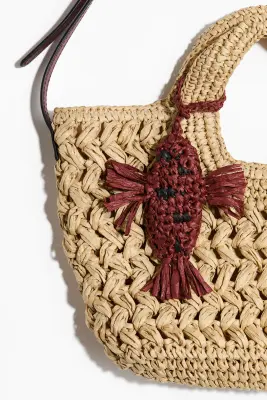 Sac crossbody en paille - Beige