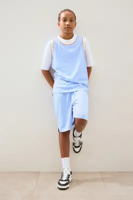Ensemble de sport 2 pièces DryMove™ - Bleu clair/rayé