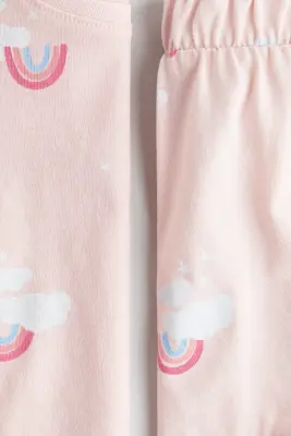 Pyjama imprimé à bords volantés - Rose clair/arcs-en-ciel
