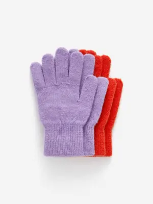 Gants en laine, lot de 2 paires - Mauve/Rouge