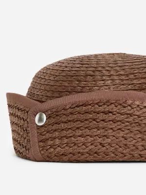 Chapeau de paille à bord replié - Marron