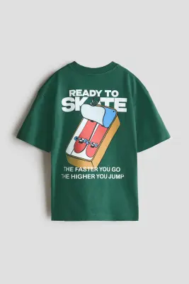 T-shirt imprimé en coton - Vert/Ready to Skate