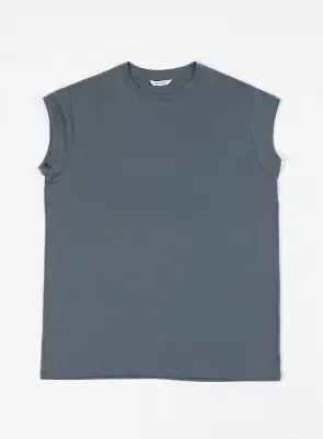 Sleeveless T-Shirt in Lead Grey Eucalyptus & Cotton