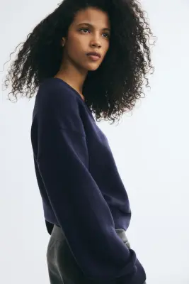 Pull à encolure en V - Bleu marine