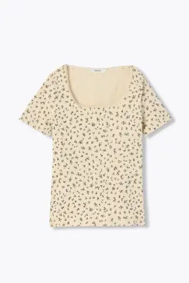 T-shirt pointelle fleurette