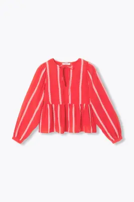 Blouse rayée en gaze de coton