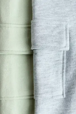 Lot de 2 pantalons jogger cargo - Vert clair/gris clair