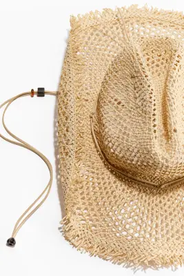 Chapeau de cow-boy en paille - Beige