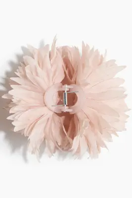 Pince à cheveux façon fleur - Rose poudré