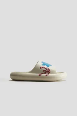 Chaussures de piscine Chunky avec motifs imprimés - Beige clair/vie marine