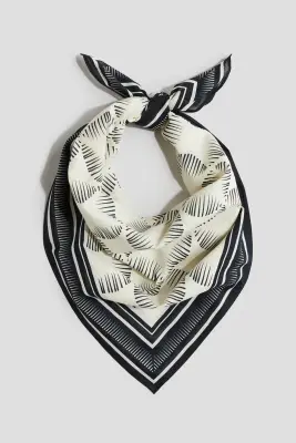 Foulard imprimé en coton - Blanc/motif