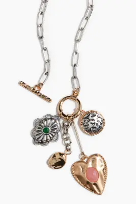 Collier avec charms - Argenté