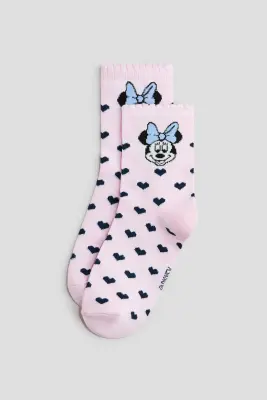 Lot de 5 paires de chaussettes avec motifs - Bleu clair/Minnie