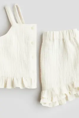 Ensemble 2 pièces en mousseline de coton - Crème