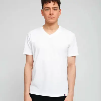 T-shirt Martin col V blanc