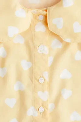 Blouse en coton avec col - Jaune ancien/cœurs