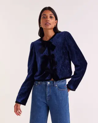 Veste Susana velours bleu roi
