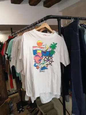 T-shirt vintage blanc avec imprimé Bahamas