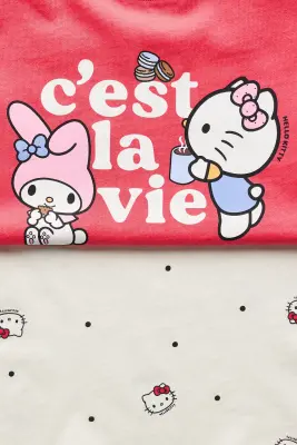 Lot de 2 T-shirts imprimés - Rouge/Hello Kitty