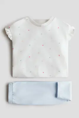 Ensemble 2 pièces avec sweat et legging - Bleu clair/cœurs