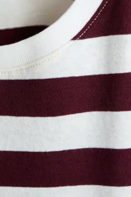 T-shirt en coton - Blanc/rayures rouge foncé