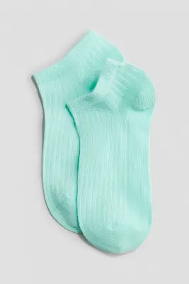 Lot de 5 paires de chaussettes invisibles - Turquoise/jaune