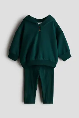 Ensemble 2 pièces en coton - Vert foncé