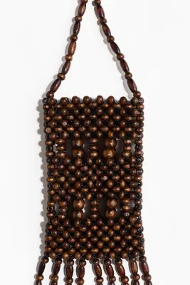 Sac pour téléphone avec perles fantaisie - Marron foncé