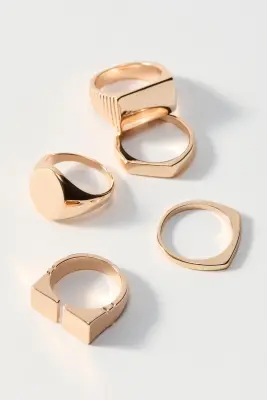 Lot de 5 bagues - Doré