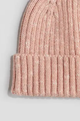Bonnet en maille de coton côtelée - Pêche foncé
