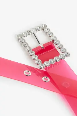 Ceinture avec boucle à strass - Rose vif