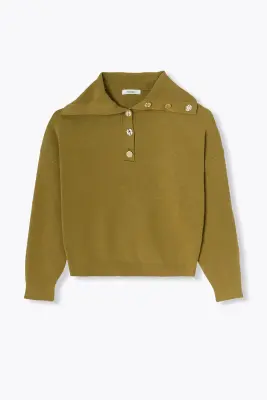 Pull marin col boutonné