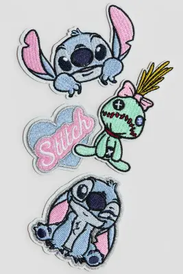 Lot de 4 patchs de réparation - Bleu clair/Lilo et Stitch