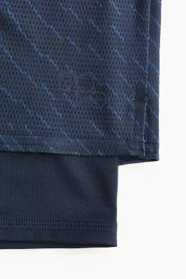 Short de sport superposé DryMove™ - Bleu marine/motif