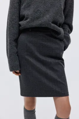 Jupe crayon en jersey - Gris chiné/rayé