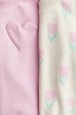 Lot de 2 sweats à manches bouffantes - Rose/beige clair