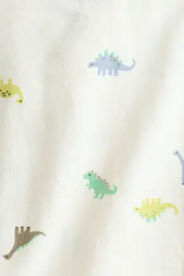 Ensemble 2 pièces en jersey de coton - Blanc/dinosaures