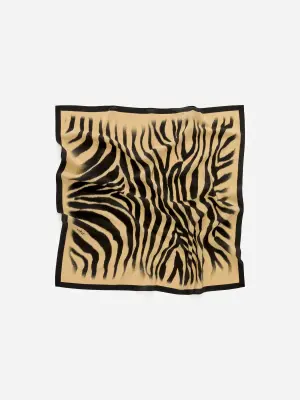 Foulard en soie imprimé - Beige/Noir