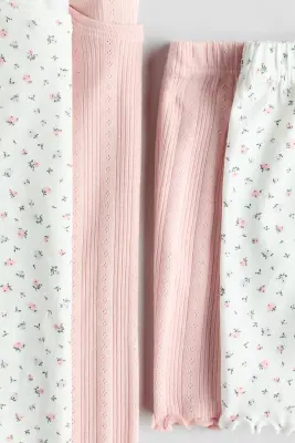 Lot de 2 pyjamas en coton - Rose clair/fleuri