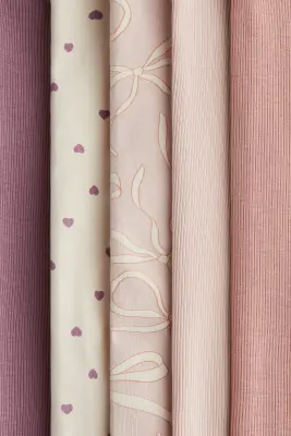 Lot de 5 leggings en coton - Rose ancien/nœuds