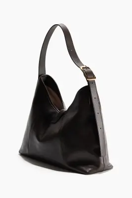 Sac porté épaule en cuir - Marron foncé