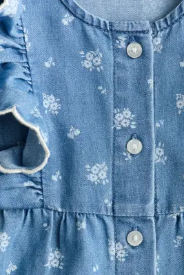 Combinaison en denim imprimé - Bleu denim/fleuri