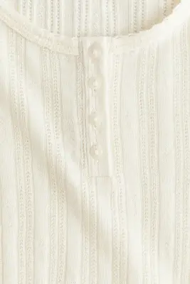 Top en maille pointelle - Crème