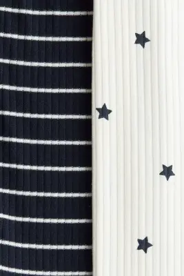 Lot de 2 pyjamas en coton - Bleu marine/rayures blanches