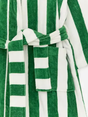 Peignoir en molleton de coton - Vert/Blanc