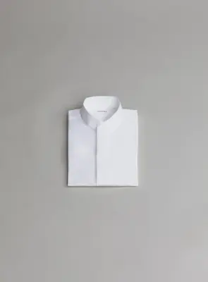 Origami Collar Shirt in White Poplin