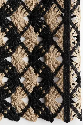 Jupe façon crochet - Noir/beige clair