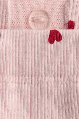Ensemble 2 pièces en coton côtelé - Rose clair/cœurs